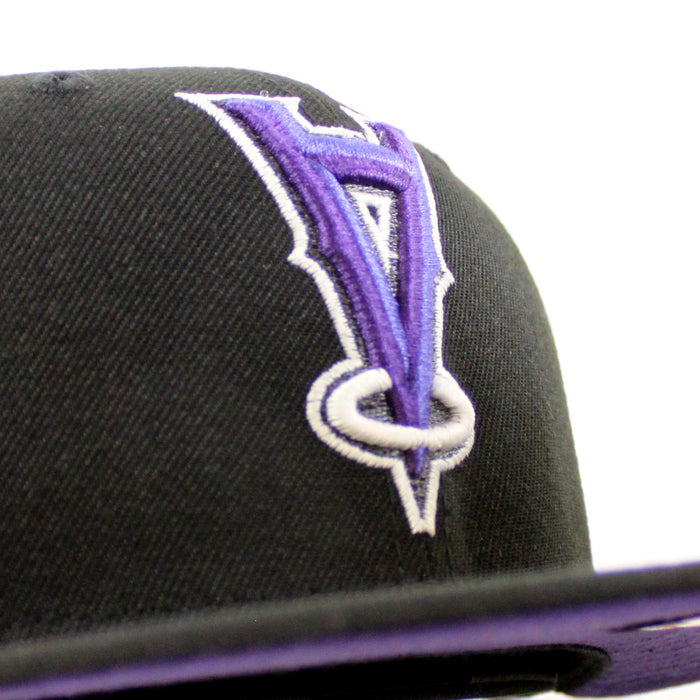Anaheim Angels 2002 World Series New Era 59Fifty Fitted Hat (Black Purple Under Brim)