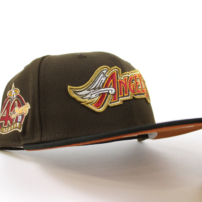 Anaheim Angels 40th New Era 59Fifty Fitted Hat (Walnut Black Rust Orange Under Brim)