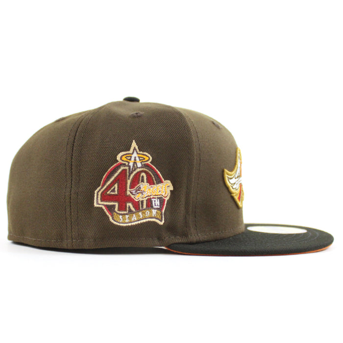 Anaheim Angels 40th New Era 59Fifty Fitted Hat (Walnut Black Rust Orange Under Brim)