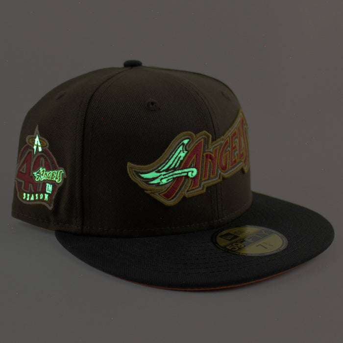 Anaheim Angels 40th New Era 59Fifty Fitted Hat (Walnut Black Rust Orange Under Brim)