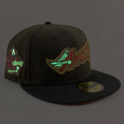 Anaheim Angels 40th New Era 59Fifty Fitted Hat (Walnut Black Rust Orange Under Brim)