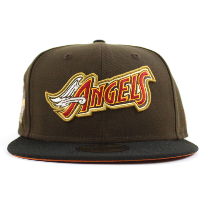 Anaheim Angels 40th New Era 59Fifty Fitted Hat (Walnut Black Rust Orange Under Brim)