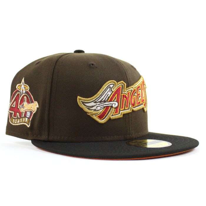 Anaheim Angels 40th New Era 59Fifty Fitted Hat (Walnut Black Rust Orange Under Brim)