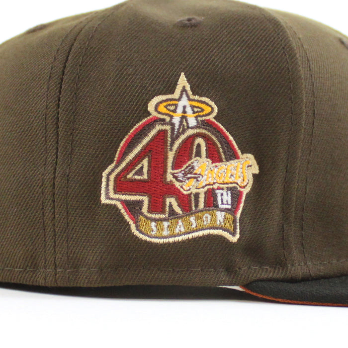 Anaheim Angels 40th New Era 59Fifty Fitted Hat (Walnut Black Rust Orange Under Brim)