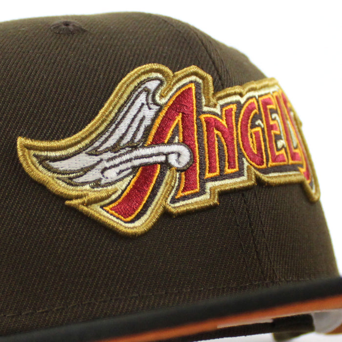 Anaheim Angels 40th New Era 59Fifty Fitted Hat (Walnut Black Rust Orange Under Brim)