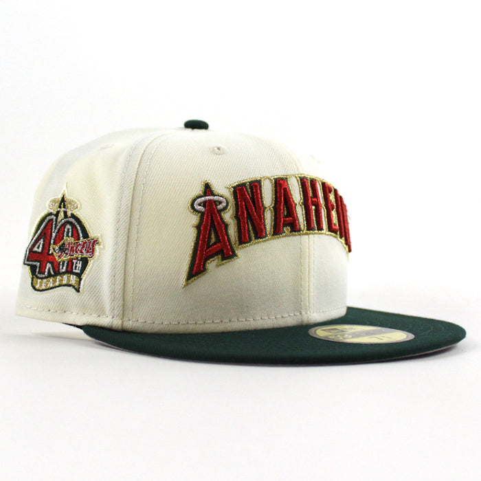 Anaheim Angels 40th Season New Era 59Fifty Fitted Hat (Chrome White Green Gray Under Brim)