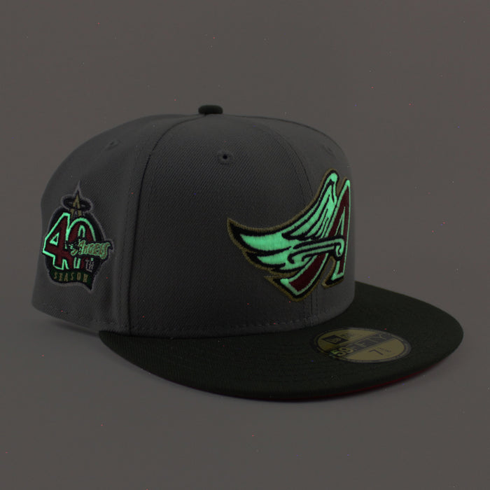 Anaheim Angels 40th Season New Era 59Fifty Fitted Hat (Glow in the Dark Misty SeaWeed Red Under Brim)