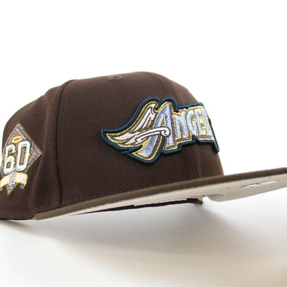 Anaheim Angels 60th Anniversary New Era 59Fifty Fitted Hat (Burnt Wood Walnut Stone Gray Under Brim)