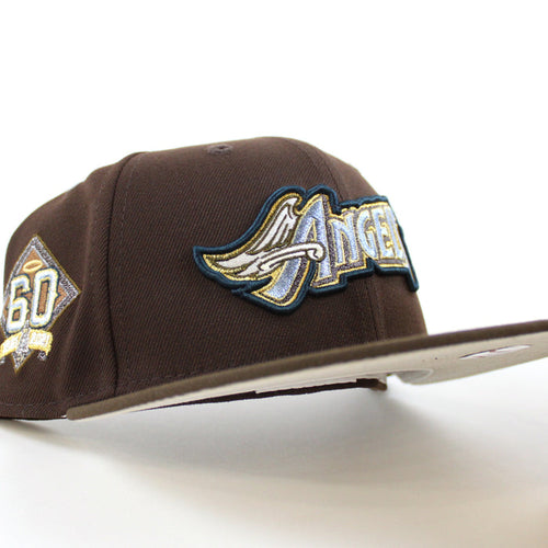 Anaheim Angels 60th Anniversary New Era 59Fifty Fitted Hat (Burnt Wood Walnut Stone Gray Under Brim)