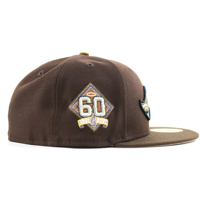 Anaheim Angels 60th Anniversary New Era 59Fifty Fitted Hat (Burnt Wood Walnut Stone Gray Under Brim)
