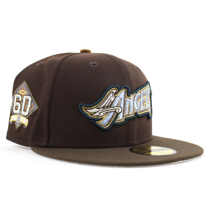 Anaheim Angels 60th Anniversary New Era 59Fifty Fitted Hat (Burnt Wood Walnut Stone Gray Under Brim)