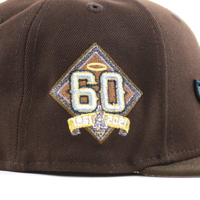 Anaheim Angels 60th Anniversary New Era 59Fifty Fitted Hat (Burnt Wood Walnut Stone Gray Under Brim)