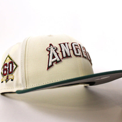 Anaheim Angels 60th Season New Era 59Fifty Fitted Hat (Chrome White Green Gray Under Brim)