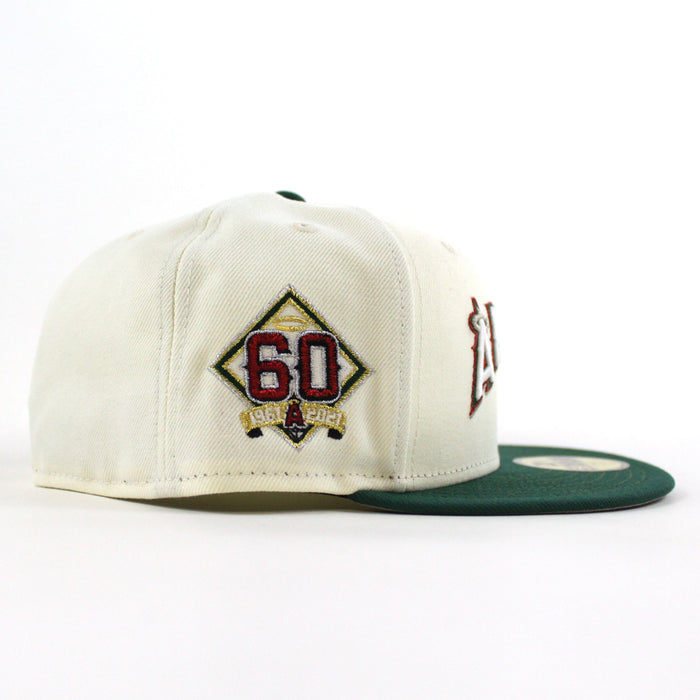 Anaheim Angels 60th Season New Era 59Fifty Fitted Hat (Chrome White Green Gray Under Brim)