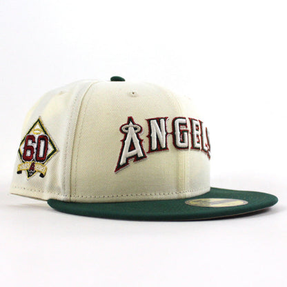 Anaheim Angels 60th Season New Era 59Fifty Fitted Hat (Chrome White Green Gray Under Brim)