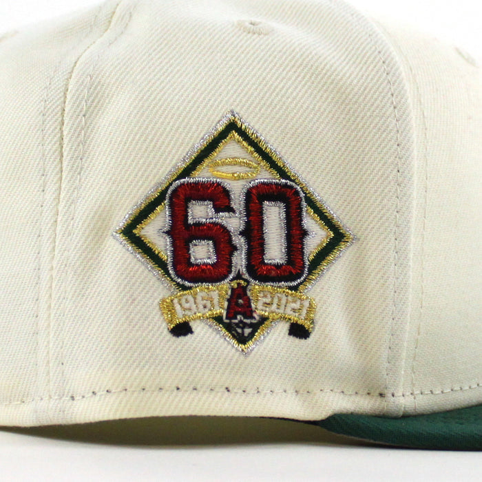 Anaheim Angels 60th Season New Era 59Fifty Fitted Hat (Chrome White Green Gray Under Brim)