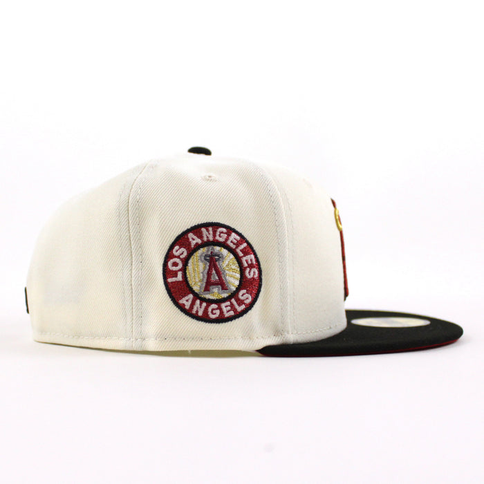 Anaheim Angels A City Connect New Era 59Fifty Fitted Hat (Chrome White Black Red Under Brim)