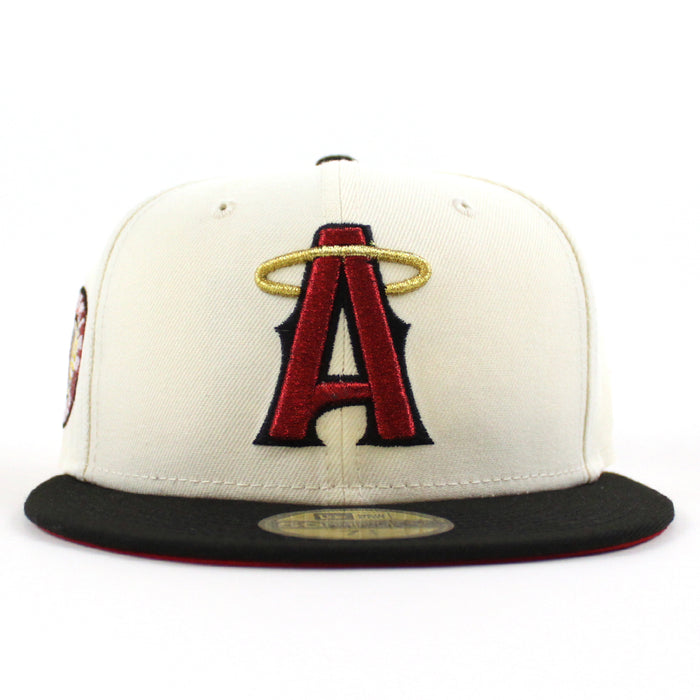 Anaheim Angels A City Connect New Era 59Fifty Fitted Hat (Chrome White Black Red Under Brim)
