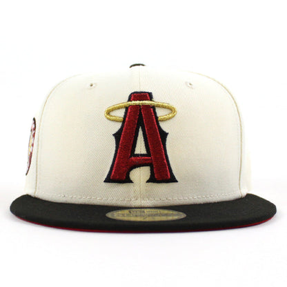 Anaheim Angels A City Connect New Era 59Fifty Fitted Hat (Chrome White Black Red Under Brim)