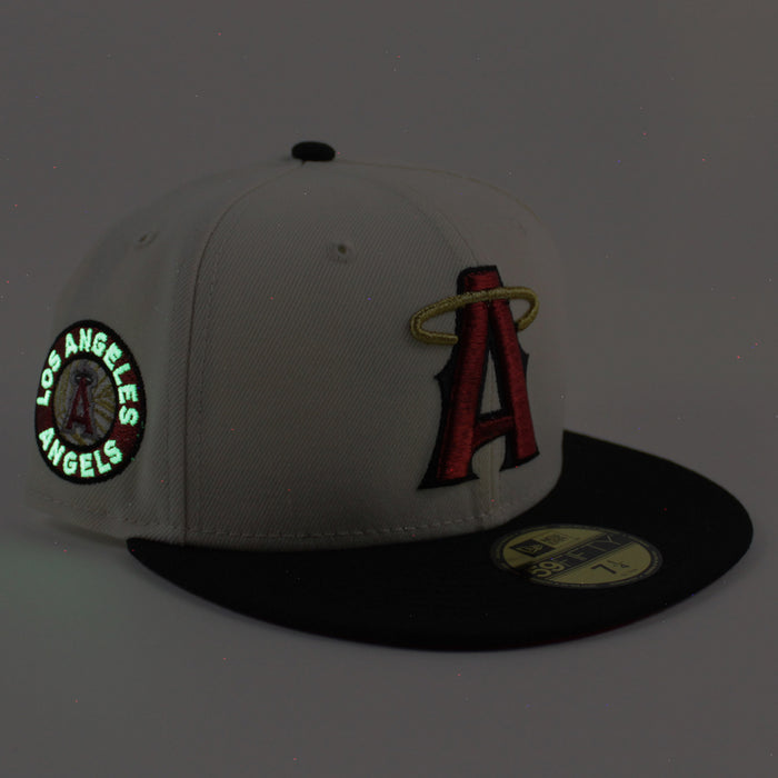 Anaheim Angels A City Connect New Era 59Fifty Fitted Hat (Chrome White Black Red Under Brim)