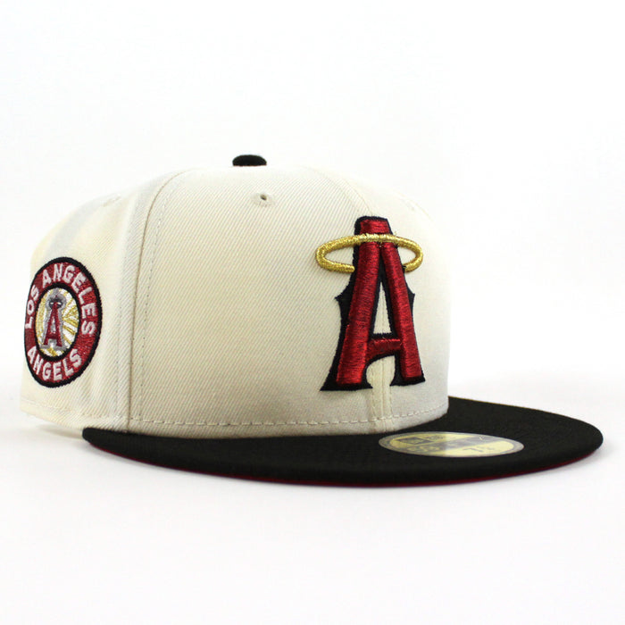 Anaheim Angels A City Connect New Era 59Fifty Fitted Hat (Chrome White Black Red Under Brim)