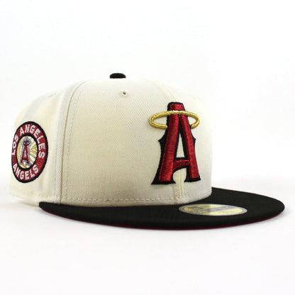 Anaheim Angels A City Connect New Era 59Fifty Fitted Hat (Chrome White Black Red Under Brim)