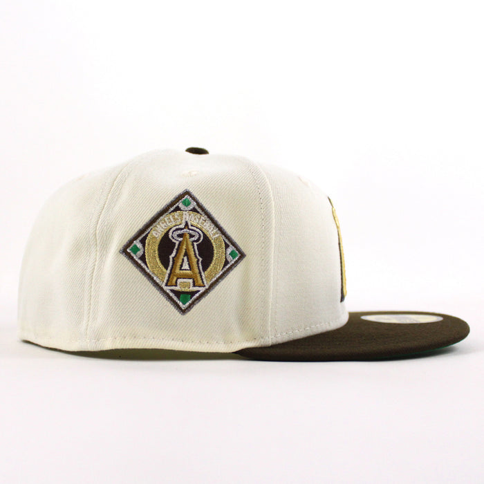 Anaheim Angels Angels BaseBall Patch New Era 59Fifty Fitted Hat (Chrome White Walnut Green Under Brim)