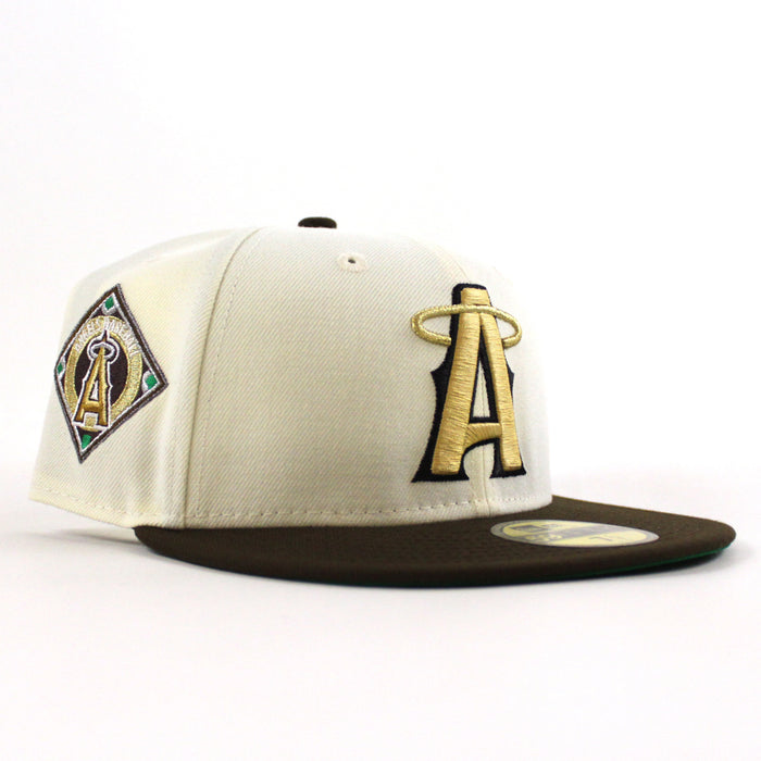 Anaheim Angels Angels BaseBall Patch New Era 59Fifty Fitted Hat (Chrome White Walnut Green Under Brim)