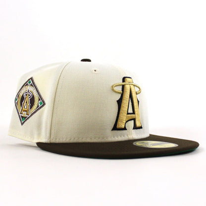 Anaheim Angels Angels BaseBall Patch New Era 59Fifty Fitted Hat (Chrome White Walnut Green Under Brim)