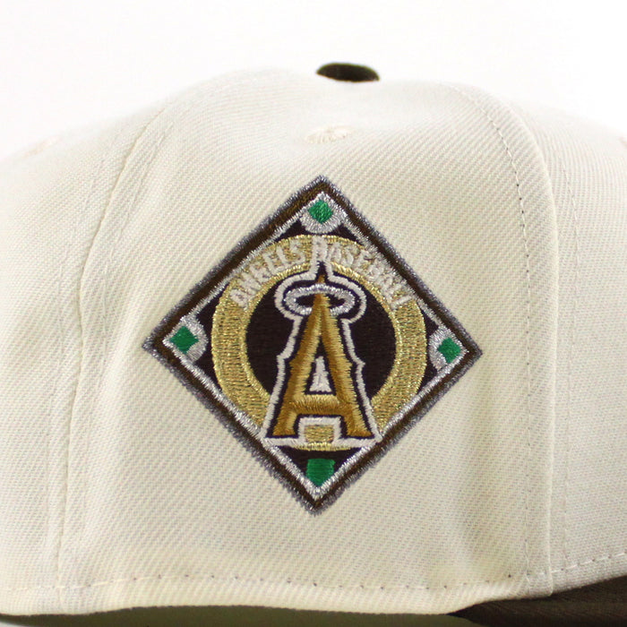 Anaheim Angels Angels BaseBall Patch New Era 59Fifty Fitted Hat (Chrome White Walnut Green Under Brim)