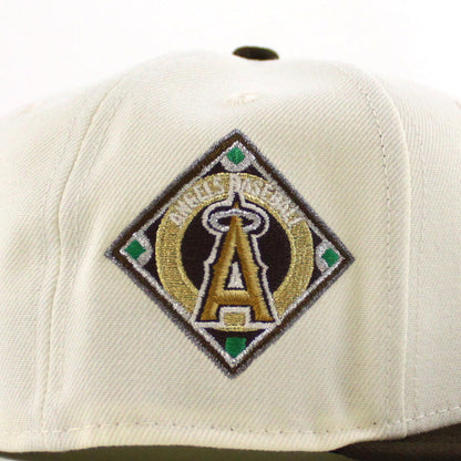 Anaheim Angels Angels BaseBall Patch New Era 59Fifty Fitted Hat (Chrome White Walnut Green Under Brim)