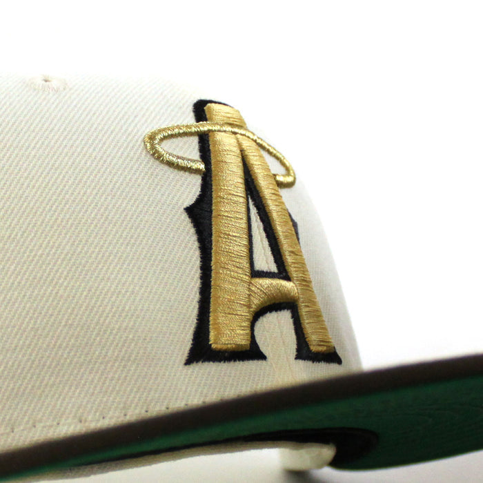 Anaheim Angels Angels BaseBall Patch New Era 59Fifty Fitted Hat (Chrome White Walnut Green Under Brim)