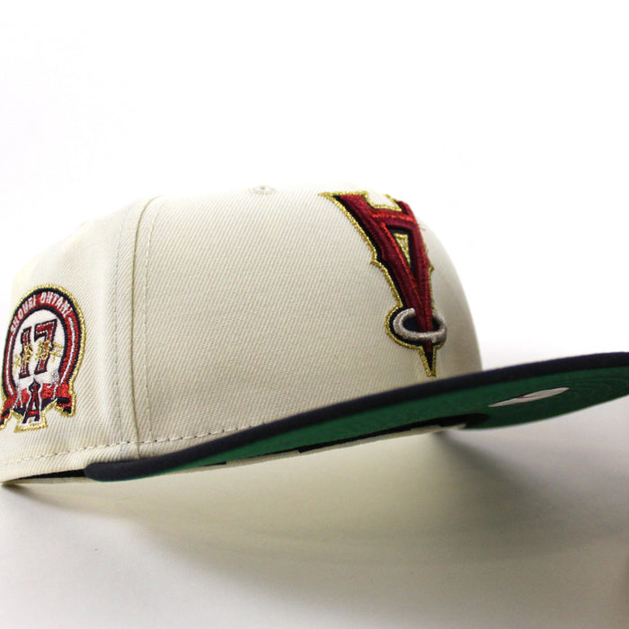 Anaheim Angels Upside Down Shohei Ohtani Patch New Era 59Fifty Fitted Hat (Chrome White Navy Green Under Brim)
