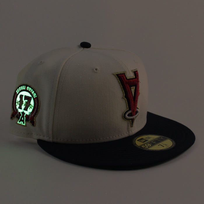 Anaheim Angels Upside Down Shohei Ohtani Patch New Era 59Fifty Fitted Hat (Chrome White Navy Green Under Brim)