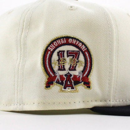 Anaheim Angels Upside Down Shohei Ohtani Patch New Era 59Fifty Fitted Hat (Chrome White Navy Green Under Brim)