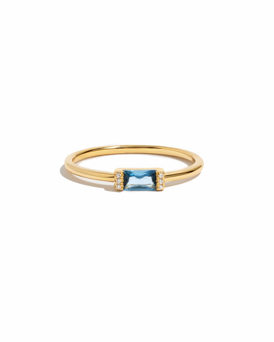 Aquamarine Simple Baguette Ring