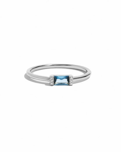 Aquamarine Simple Baguette Ring