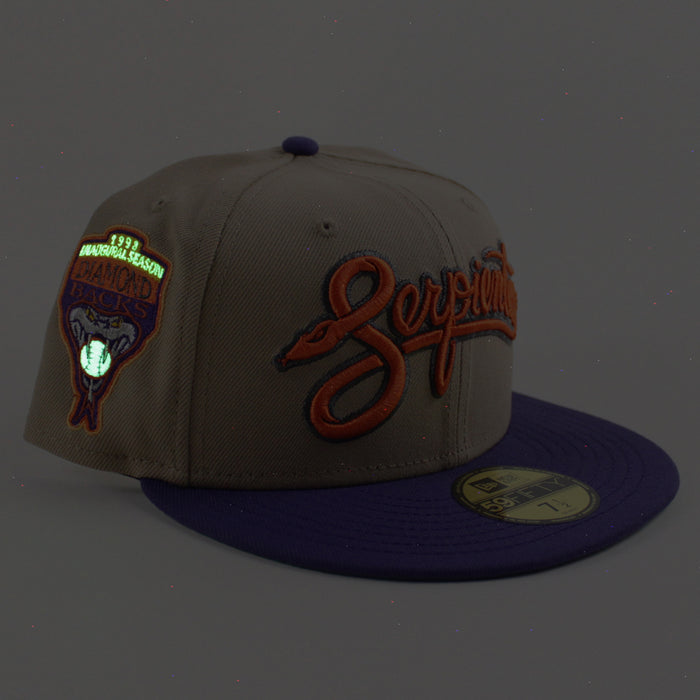 Arizona Diamondbacks 1998 Inaugural season New Era 59Fifty Fitted Hat (Camel Orchid Green Under Brim)