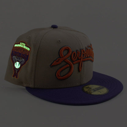 Arizona Diamondbacks 1998 Inaugural season New Era 59Fifty Fitted Hat (Camel Orchid Green Under Brim)