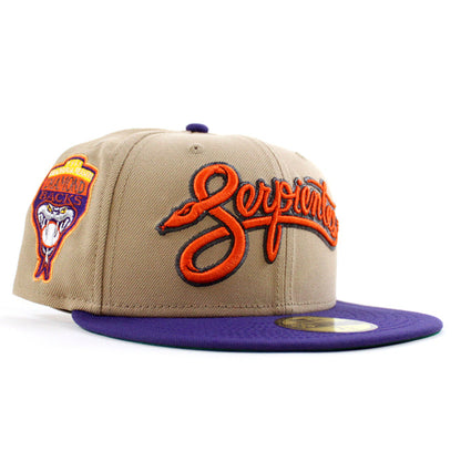 Arizona Diamondbacks 1998 Inaugural season New Era 59Fifty Fitted Hat (Camel Orchid Green Under Brim)