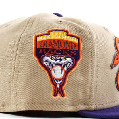 Arizona Diamondbacks 1998 Inaugural season New Era 59Fifty Fitted Hat (Camel Orchid Green Under Brim)