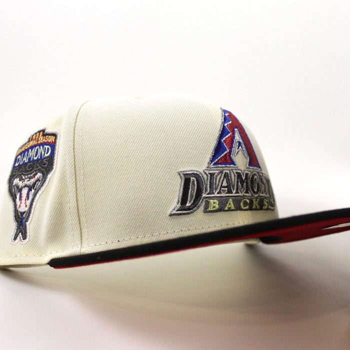 Arizona Diamondbacks 1998 Inaugural Season New Era 59Fifty Fitted Hat (Chrome White Black Red Under Brim)