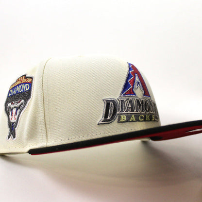 Arizona Diamondbacks 1998 Inaugural Season New Era 59Fifty Fitted Hat (Chrome White Black Red Under Brim)