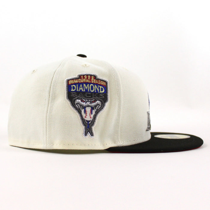 Arizona Diamondbacks 1998 Inaugural Season New Era 59Fifty Fitted Hat (Chrome White Black Red Under Brim)
