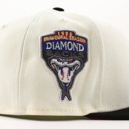 Arizona Diamondbacks 1998 Inaugural Season New Era 59Fifty Fitted Hat (Chrome White Black Red Under Brim)