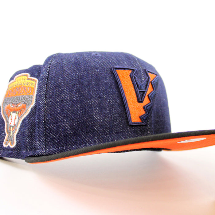 Arizona Diamondbacks 1998 inaugural Season New Era 59Fifty Fitted Hat (Denim Black Orange Under Brim)