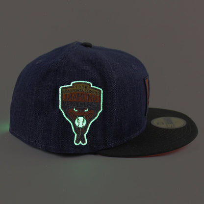 Arizona Diamondbacks 1998 inaugural Season New Era 59Fifty Fitted Hat (Denim Black Orange Under Brim)