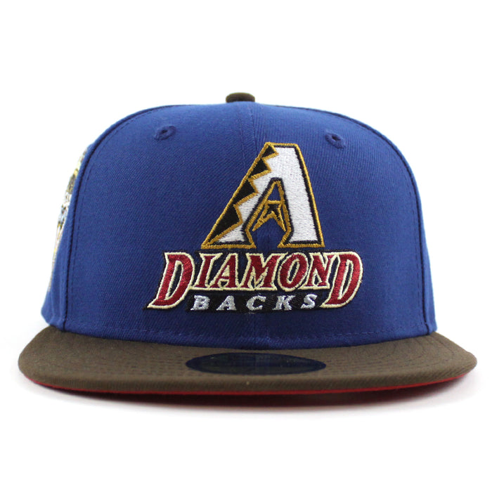 Arizona Diamondbacks 1998 Inaugural Season New Era 59Fifty Fitted Hat (Glow in the Dark SongBird Blue Walnut Pinot Red Under Brim)