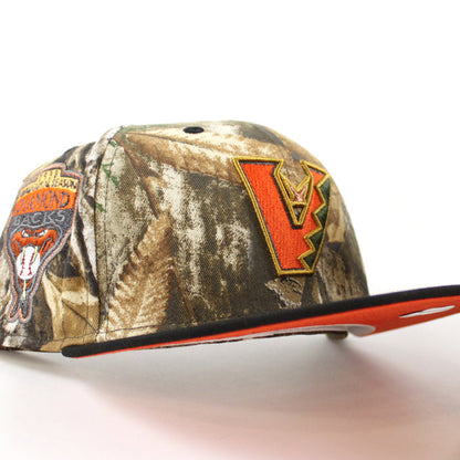 Arizona Diamondbacks 1998 Inaugural Season New Era 59Fifty Fitted Hat (Real Tree Camo Black Orange Under Brim)