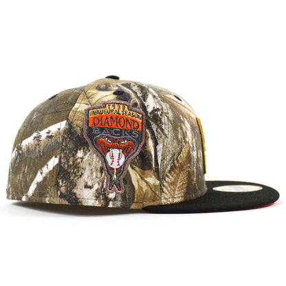 Arizona Diamondbacks 1998 Inaugural Season New Era 59Fifty Fitted Hat (Real Tree Camo Black Orange Under Brim)